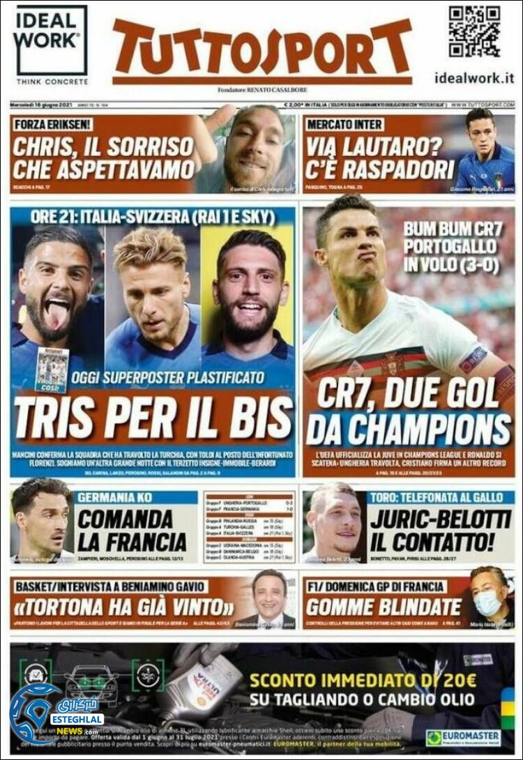 روزنامه ورزشی توتو اسپورت چهارشنبه 26 خرداد 1400