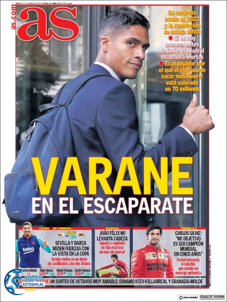 روزنامه ورزشی آاس شنبه 9 اسفند 1399