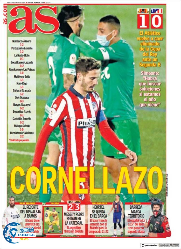 روزنامه ورزشی آاس پنجشنبه 18 دی&nbsp;1399