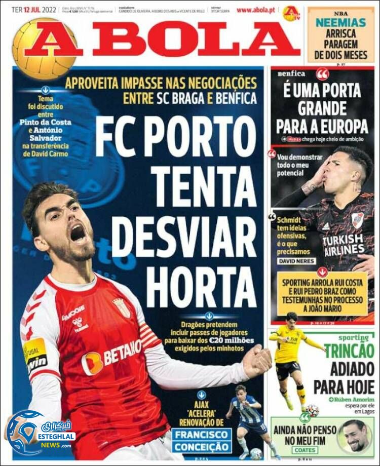 روزنامه ورزشی آبولا سه شنبه 21 تیر 1401