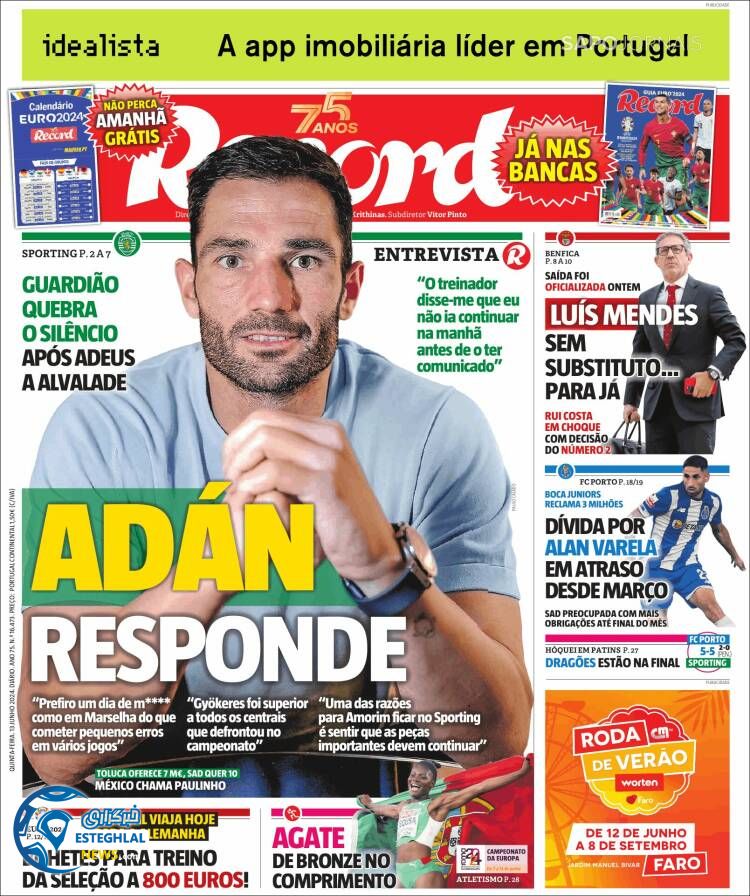 روزنامه ورزشی رکورد پنجشنبه 24 خرداد 1403 