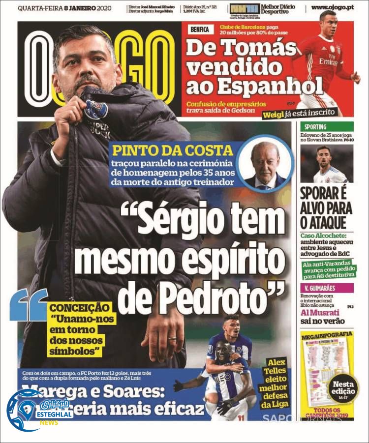 روزنامه ورزشی جوگو چهارشنبه 18 دی 1398