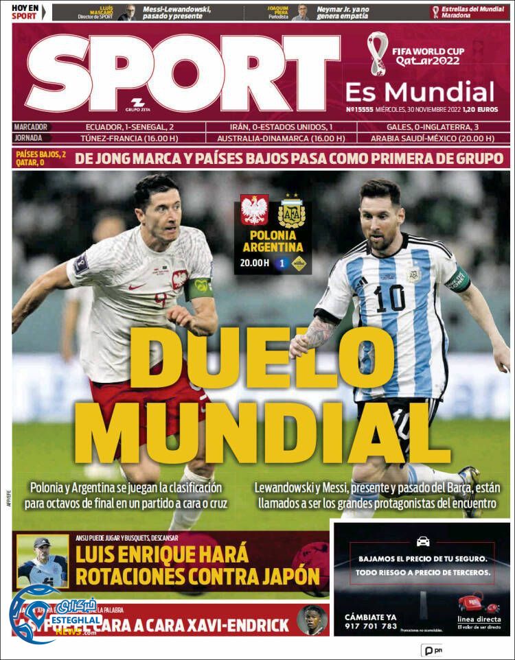 روزنامه ورزشی اسپورت چهارشنبه 9 آذر 1401 