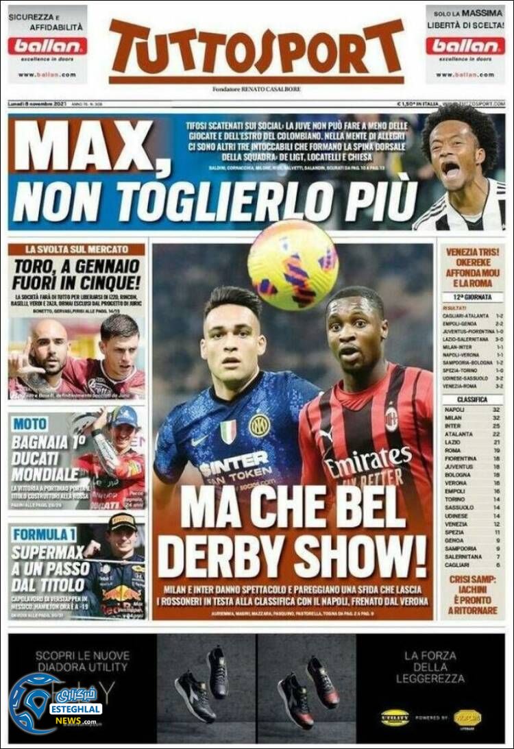 روزنامه ورزشی توتو اسپورت دوشنبه 17 آبان 1400