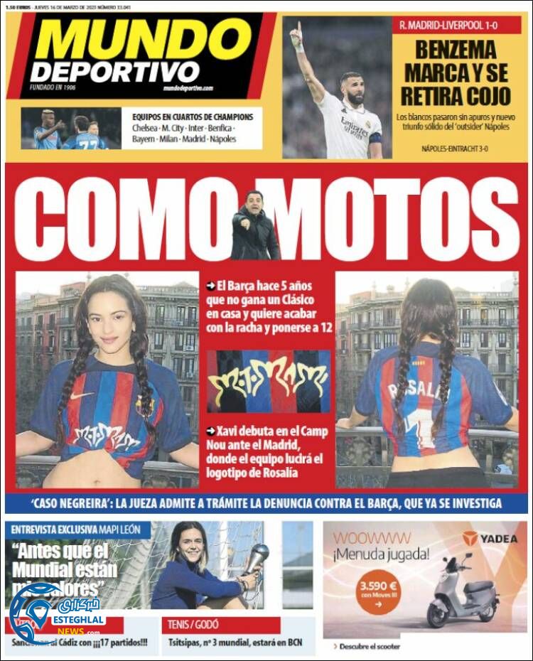 روزنامه  ورزشی موندو دپورتیوو پنجشنبه 25 اسفند 1401 