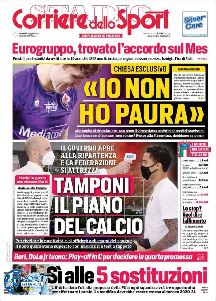 روزنامه ورزشی کوریره دلو اسپورت شنبه 20 اردیبهشت 1399