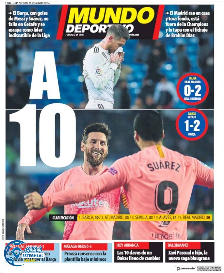 روزنامه ورزشی موندو دپورتیوو دوشنبه 17 دی 1397