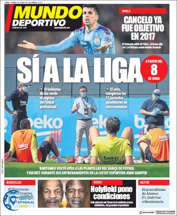 روزنامه ورزشی موندو دپورتیوو یکشنبه 4 خرداد 1399