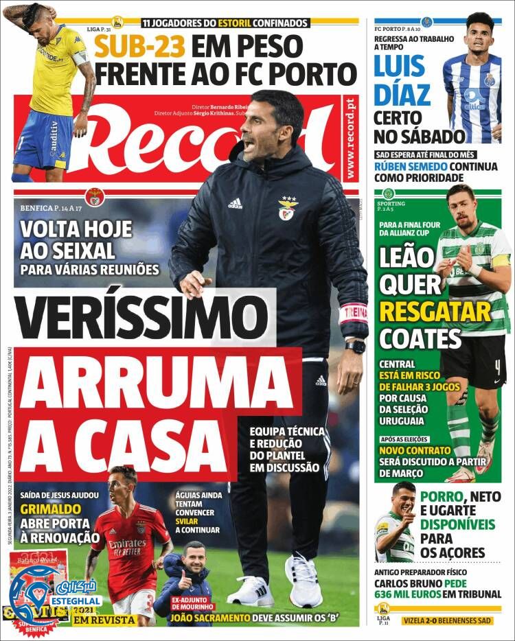 روزنامه ورزشی رکورد دوشنبه 13 دی 1400