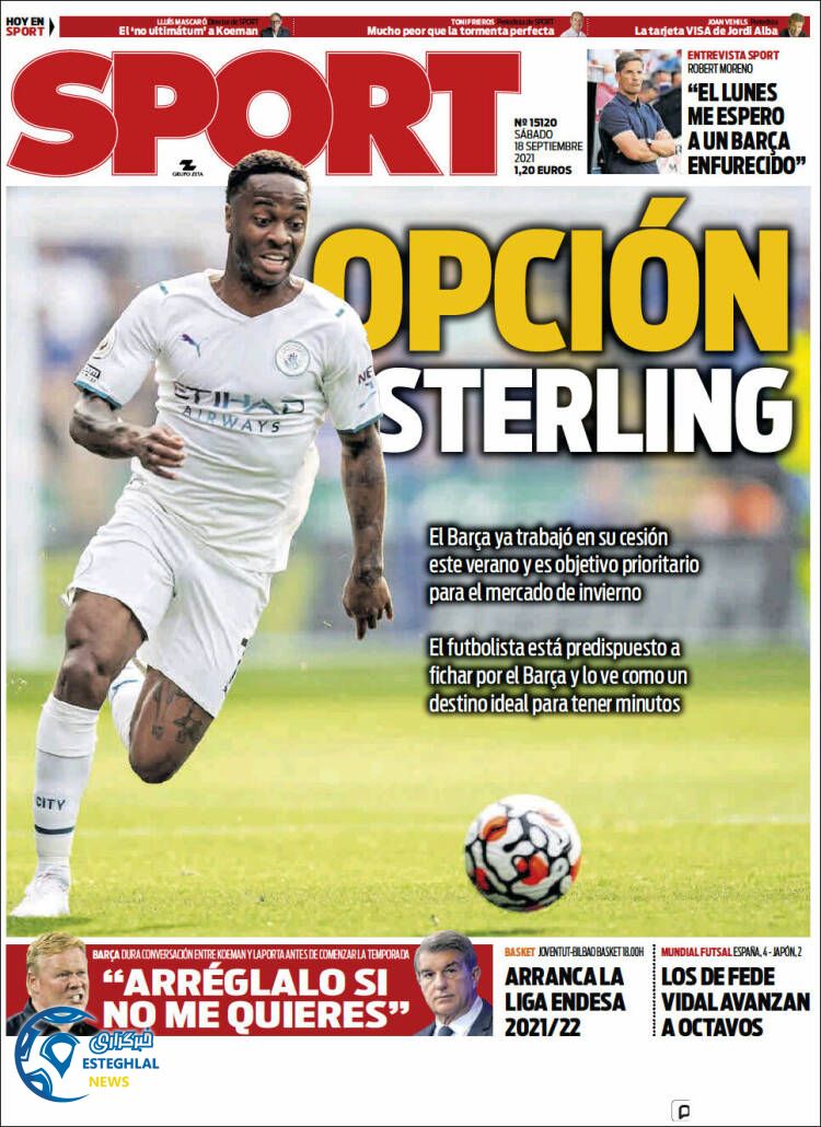 روزنامه ورزشی اسپورت شنبه 27 شهریور 1400