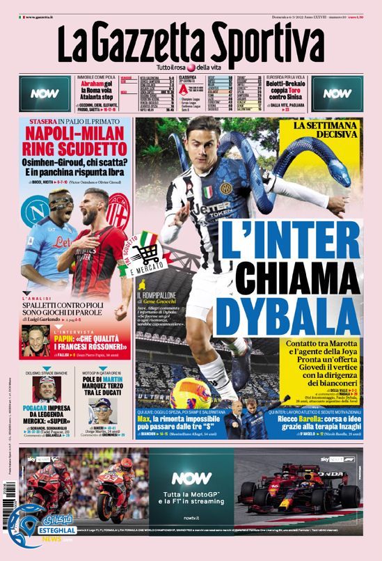 روزنامه ورزشی گاتزتا دلو اسپورت یکشنبه 15 اسفند 1400