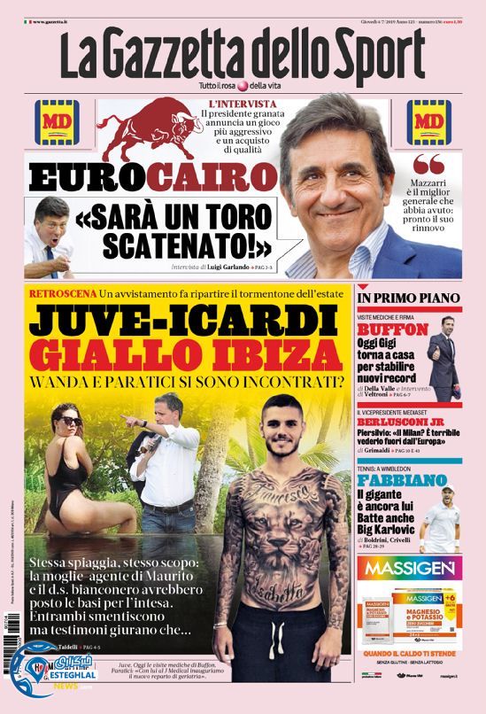 روزنامه ورزشی گاتزتا دلو اسپورت پنجشنبه 13 تیر 1398