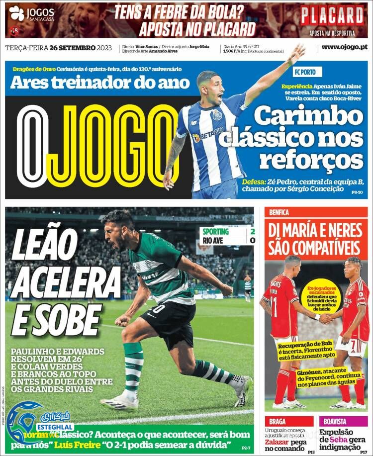 روزنامه ورزشی اوجوگو سه شنبه 4 مهر 1402 