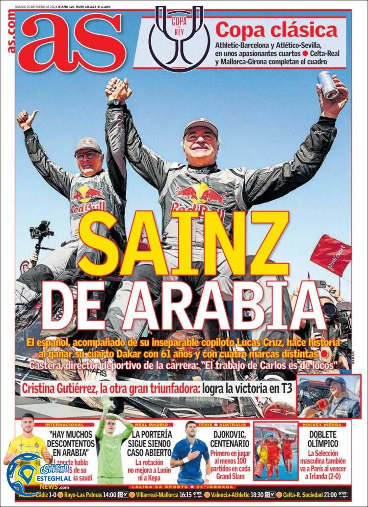 روزنامه  ورزشی آ اس شنبه 30 دی 1402 