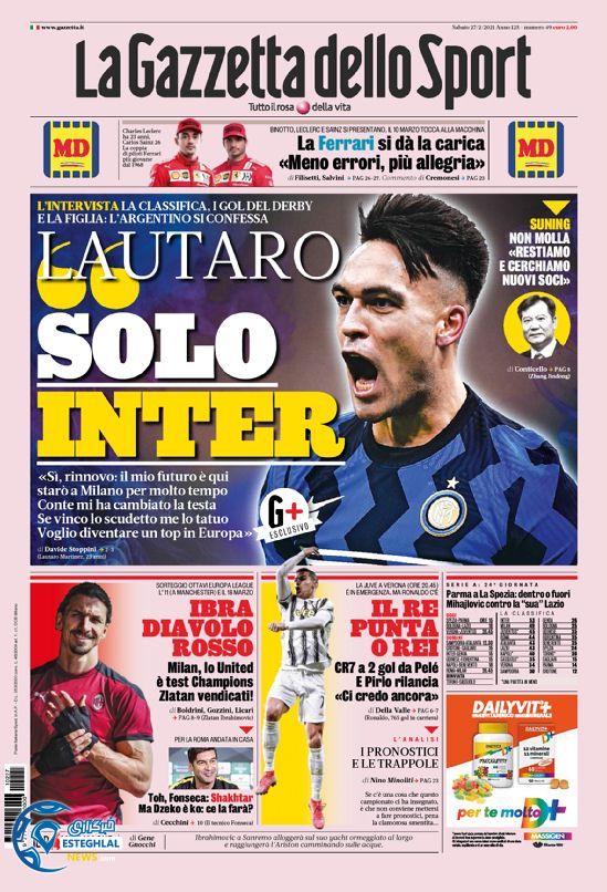 روزنامه ورزشی گاتزتا دلو اسپورت شنبه 9 اسفند 1399