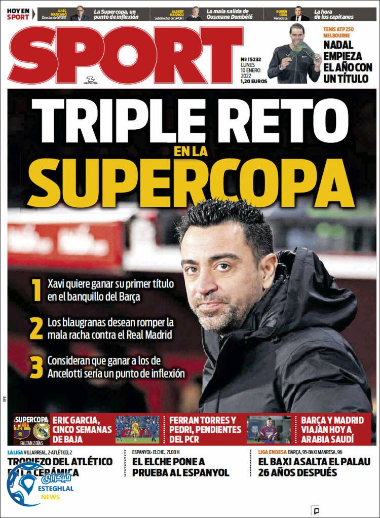 روزنامه ورزشی اسپورت دوشنبه 20 دی 1400