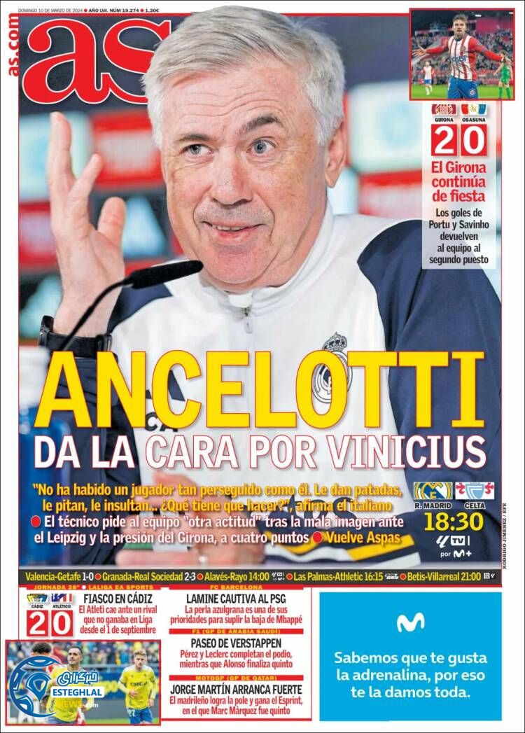 روزنامه ورزشی آ اس یکشنبه 20 اسفند 1402 