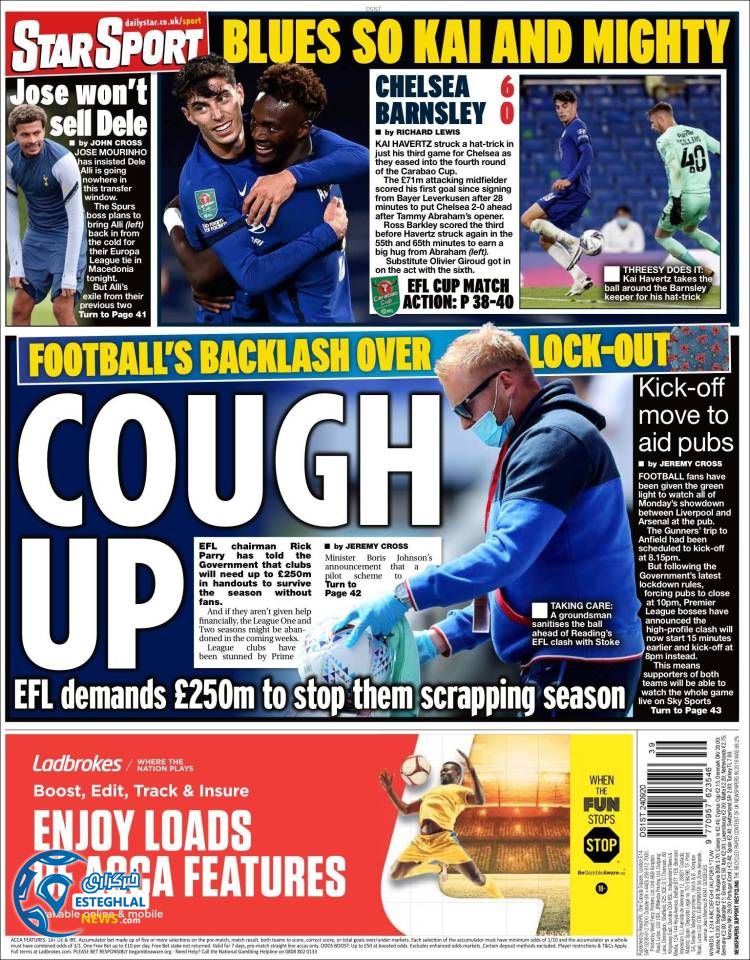 روزنامه ورزشی استار اسپورت پنجشنبه 3 مهر 1399