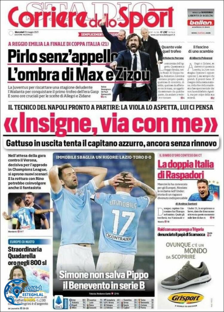 روزنامه ورزشی کوریره دلو اسپورت چهارشنبه 29 اردیبهشت 1400