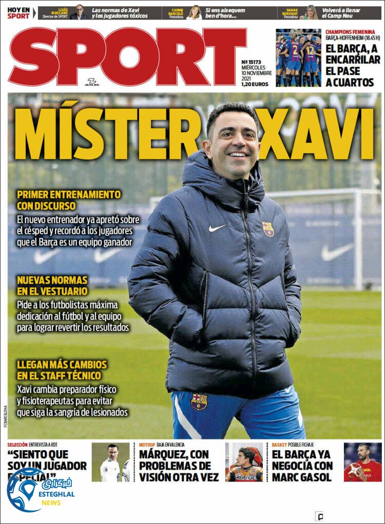 روزنامه ورزشی اسپورت چهارشنبه 19 آبان 1400