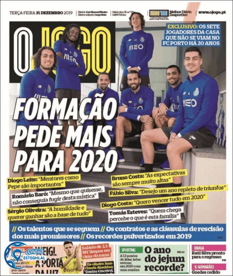 روزنامه ورزشی جوگو سه شنبه 10 دی 1398