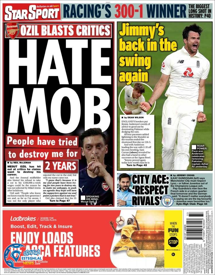 روزنامه ورزشی استار اسپورت جمعه 24 مرداد 1399