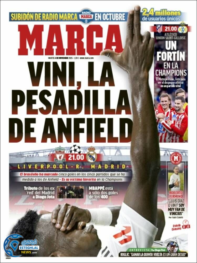 روزنامه ورزشی مارکا  سه شنبه 13 آبان 1404  