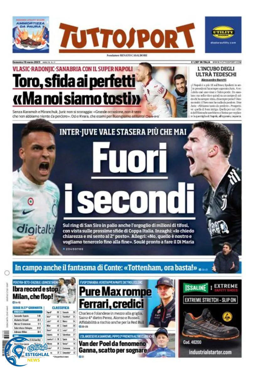 روزنامه ورزشی توتو اسپورت یکشنبه 28 اسفند 1401 