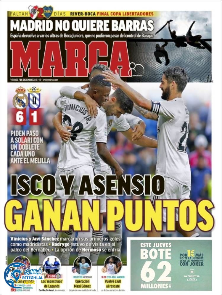 روزنامه ورزشی مارکا جمعه 16 آذر 1397