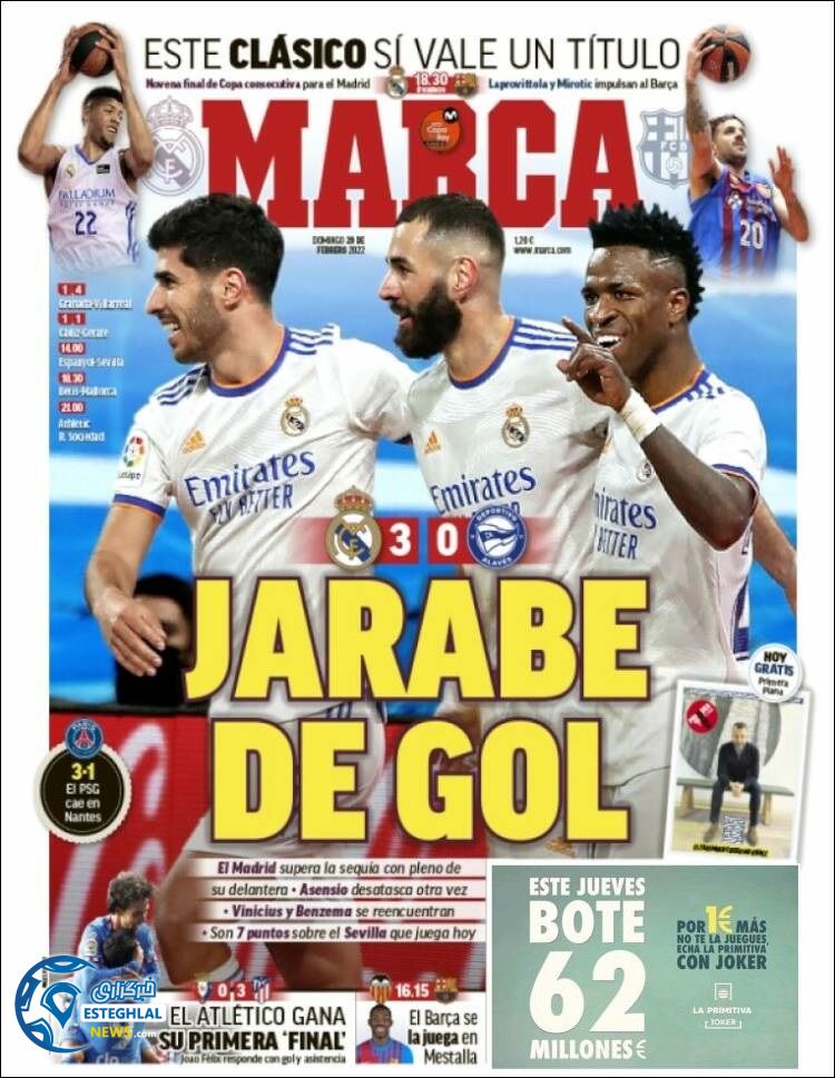 روزنامه ورزشی مارکا یکشنبه 1 اسفند 1400