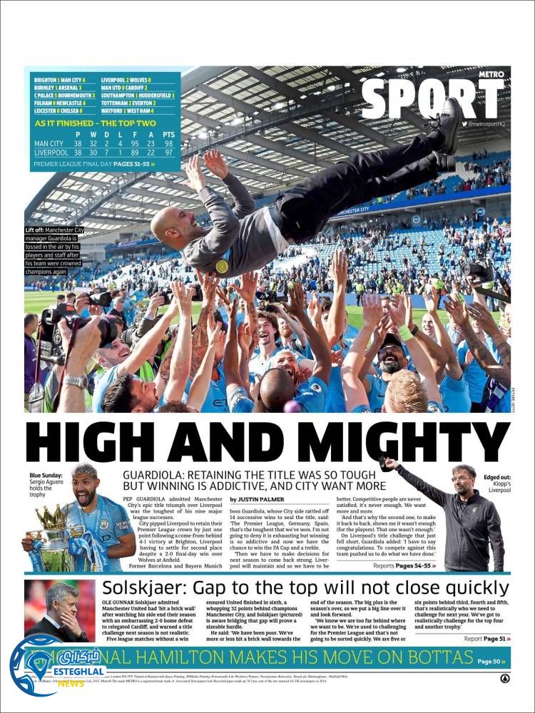 روزنامه ورزشی مترو اسپورت دوشنبه 23 اردیبهشت 1398