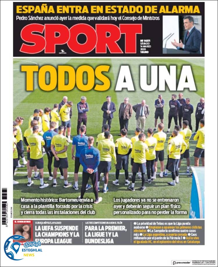 روزنامه ورزشی اسپورت شنبه 24 اسفند 1398