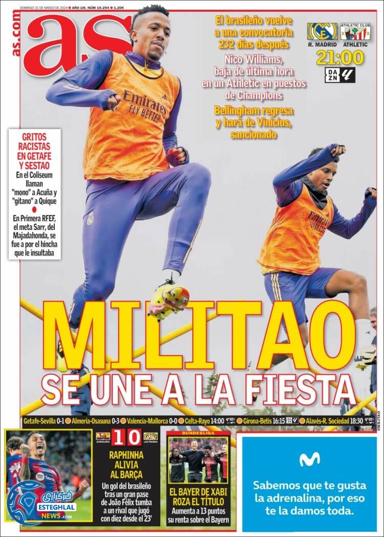 روزنامه ورزشی آ اس یکشنبه 12 فروردین 1403 