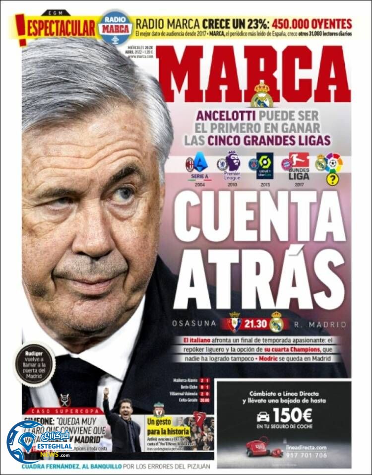 روزنامه ورزشی مارکا چهارشنبه 31 فروردین 1401