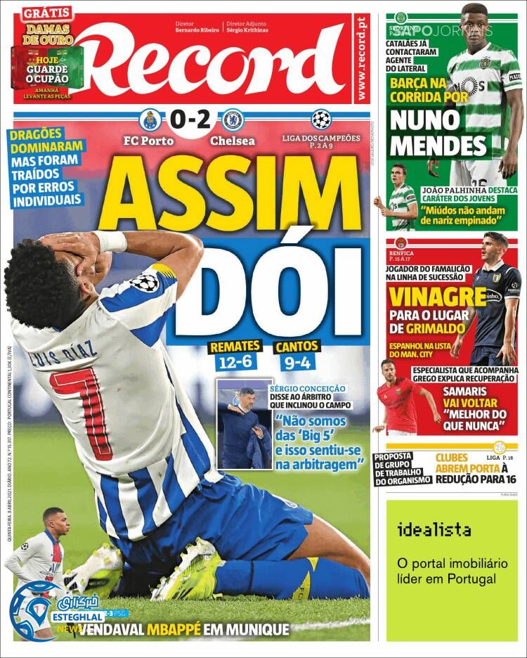 روزنامه ورزشی رکورد پنجشنبه 19 فروردین 1400