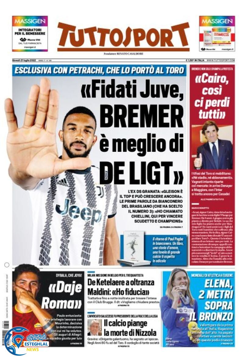 روزنامه ورزشی توتو اسپورت پنجشنبه 30 تیر 1401