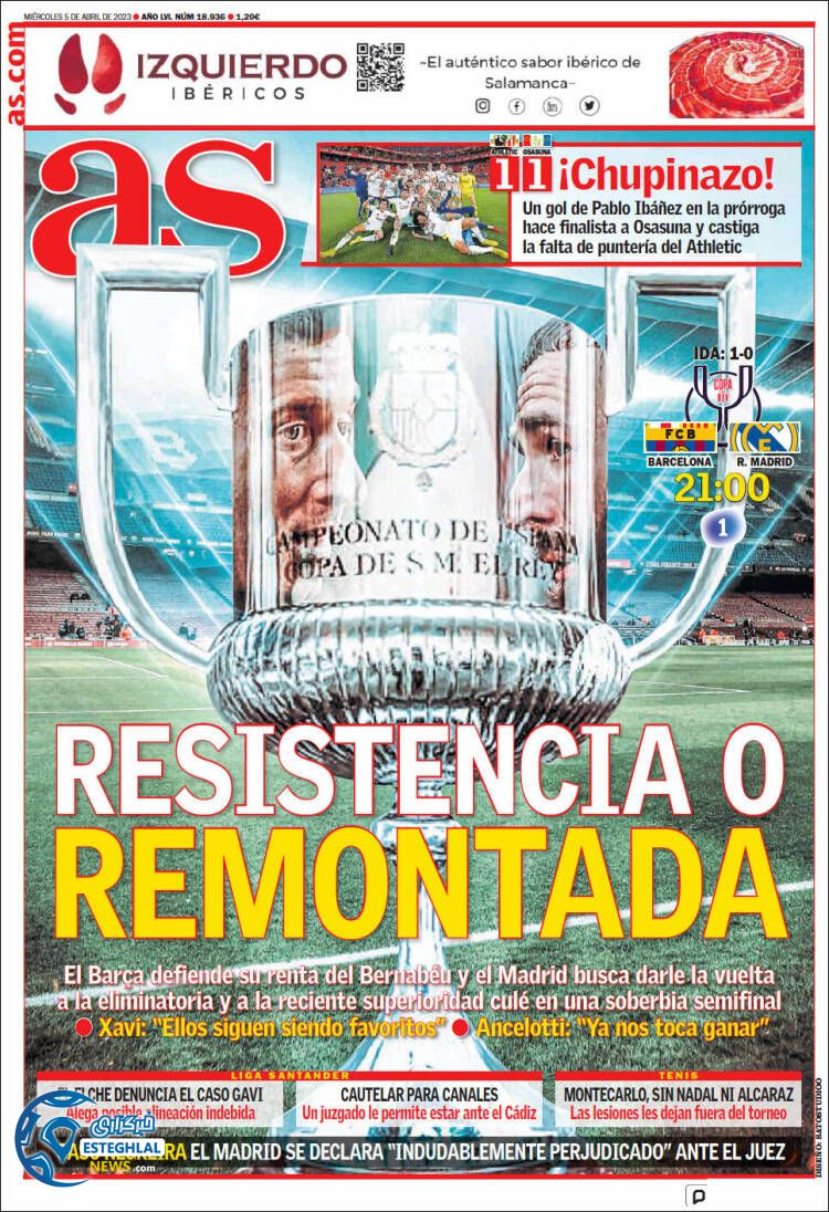 روزنامه ورزشی آ اس چهارشنبه 16 فروردین 1402 