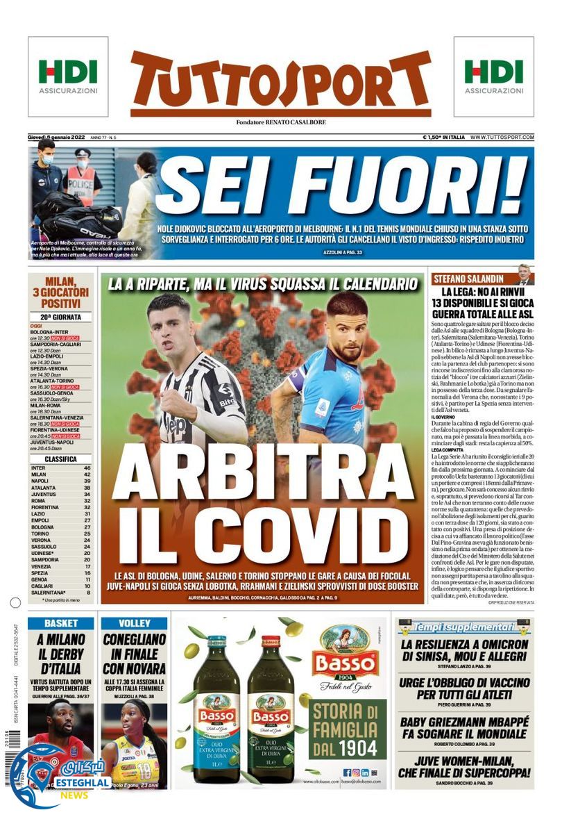 روزنامه ورزشی توتو اسپورت پنجشنبه 16 دی 1400