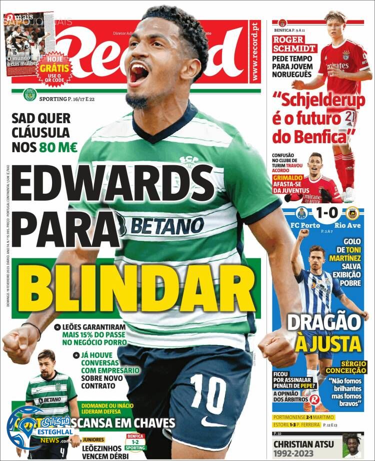 روزنامه ورزشی رکورد یکشنبه 30 بهمن 1401 