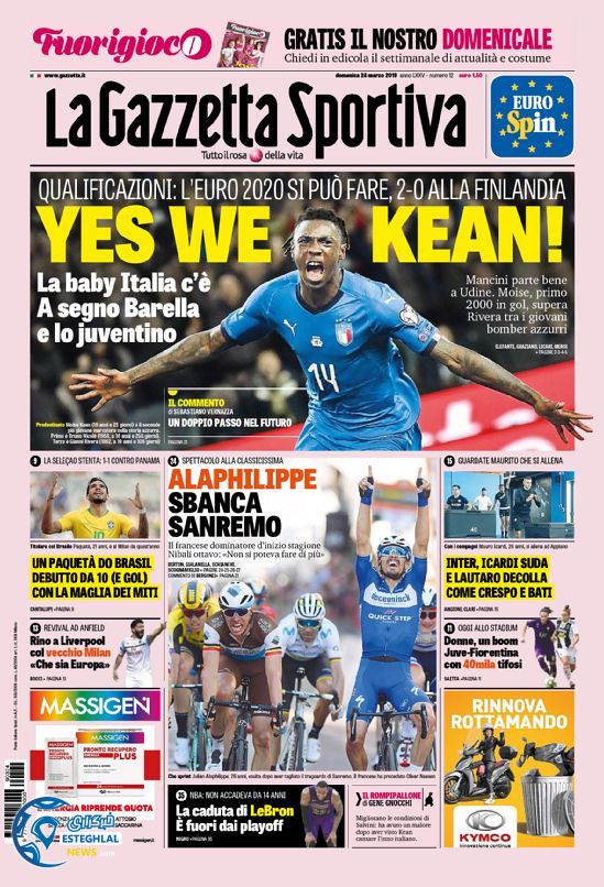 روزنامه ورزشی گاتزتا دلو اسپورت یکشنبه 4 فروردین 1398