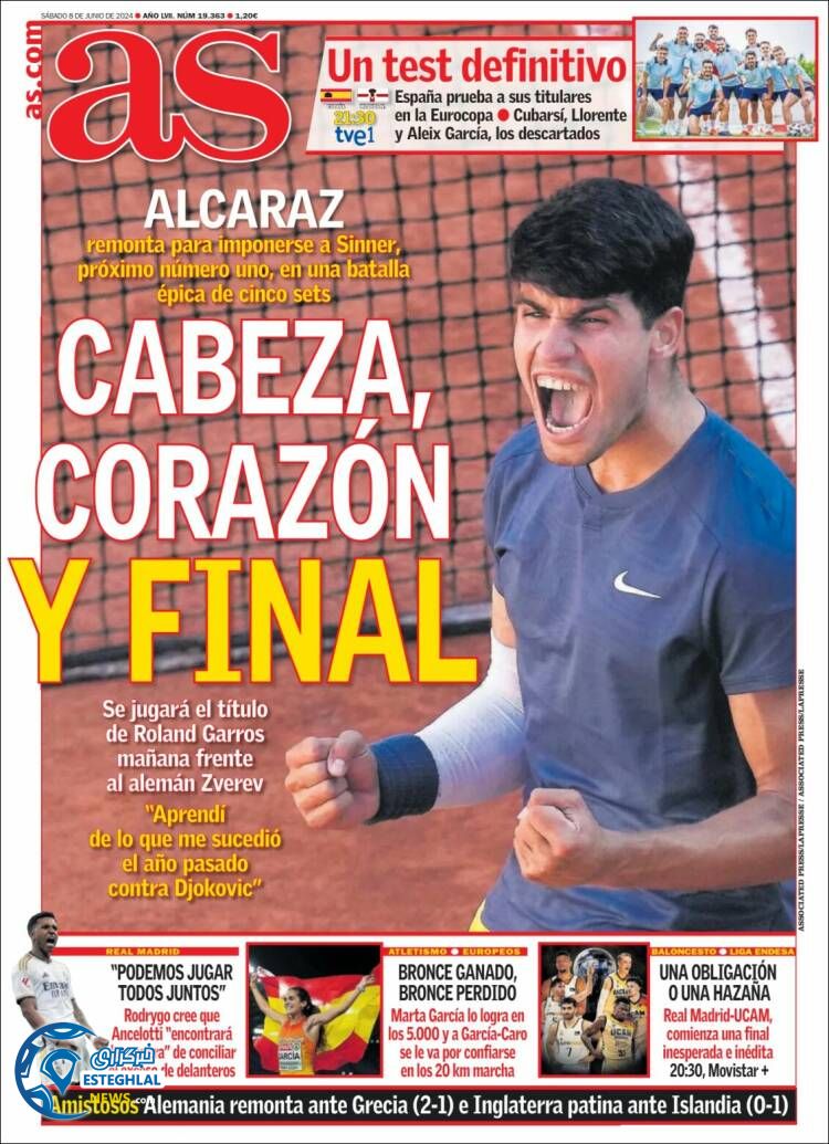 روزنامه  ورزشی آ اس شنبه 19 خرداد 1403 