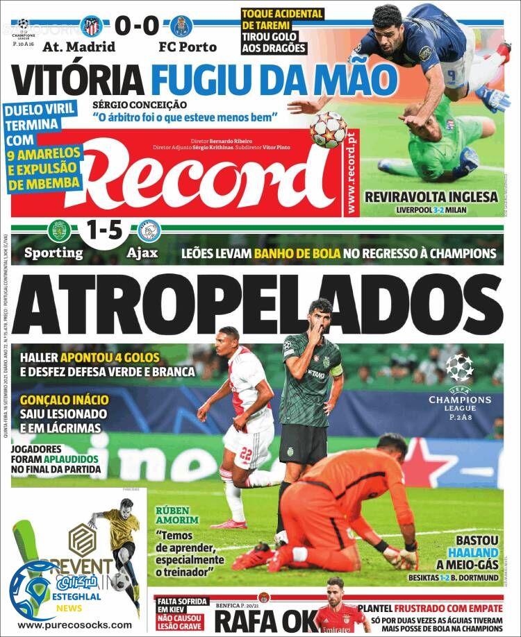 روزنامه ورزشی رکورد پنجشنبه 25 شهریور 1400