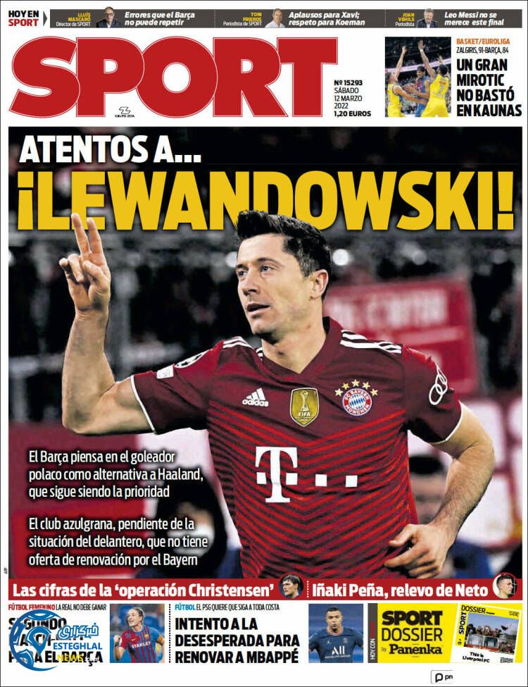 روزنامه ورزشی اسپورت شنبه 21 اسفند 1400