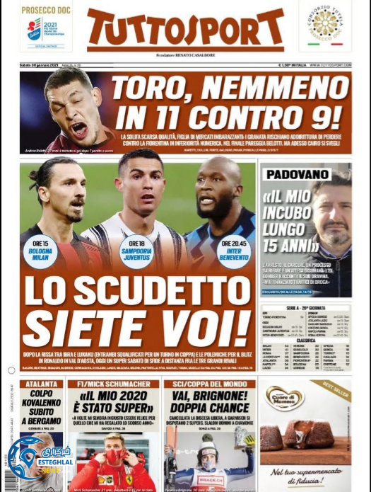 روزنامه ورزشی توتو اسپورت شنبه 11 بهمن 1399