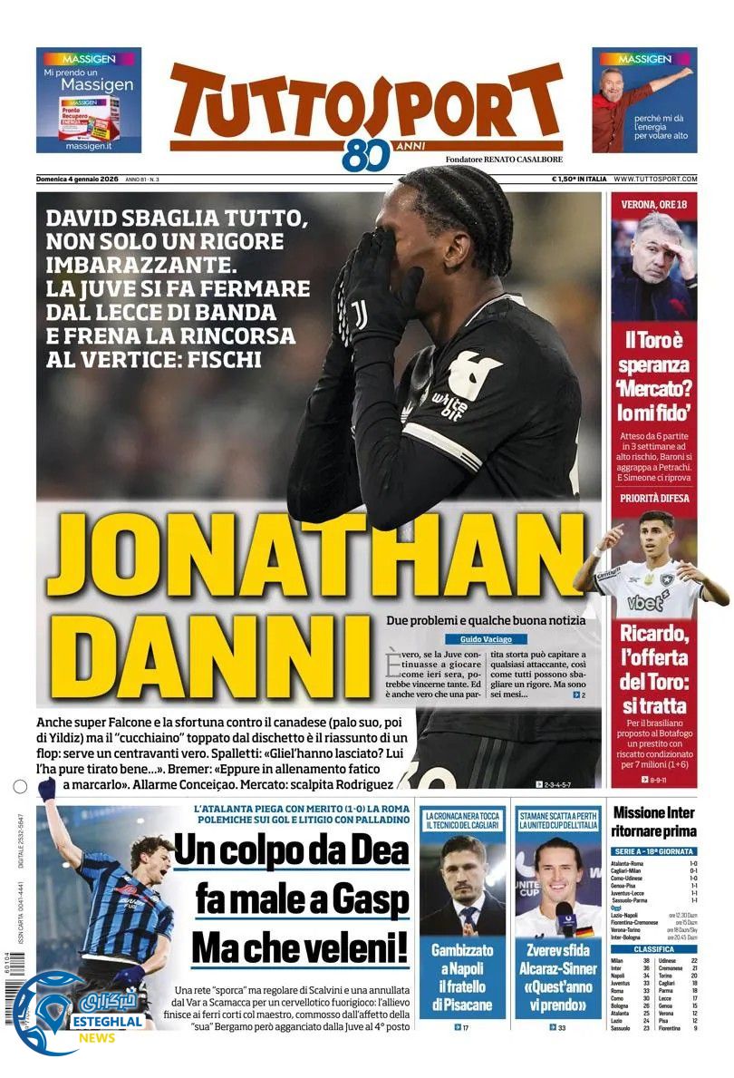 روزنامه ورزشی توتو اسپورت یکشنبه 14 دی 1404 