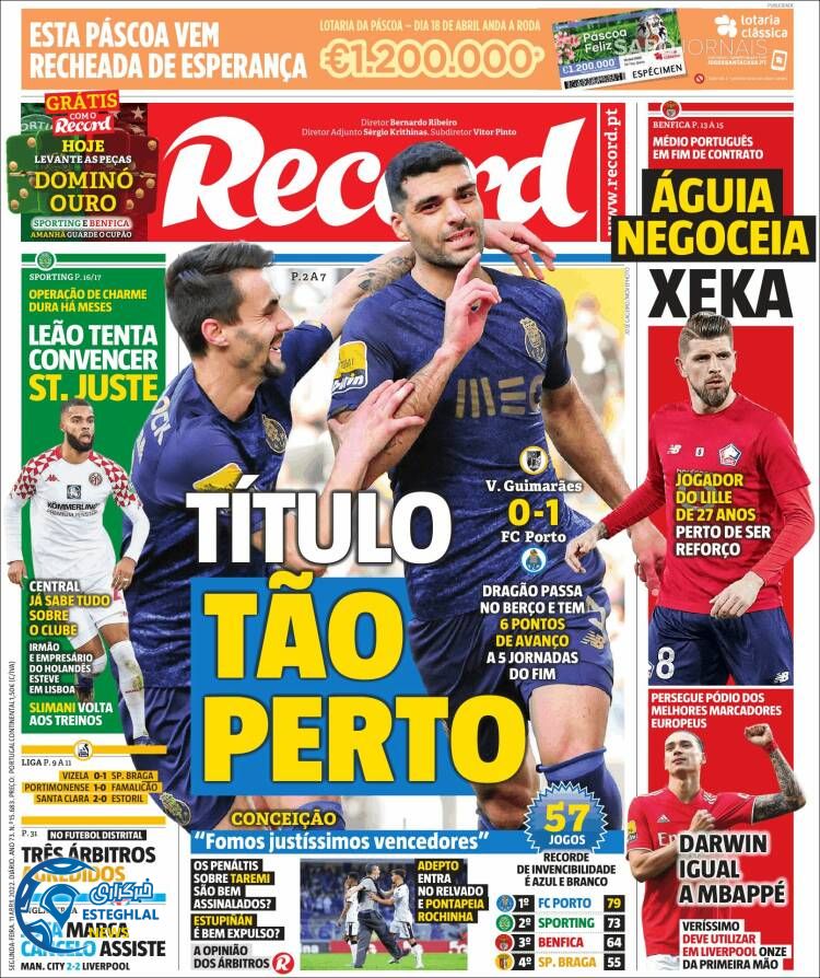 روزنامه ورزشی رکورد دوشنبه 22 فروردین 1401