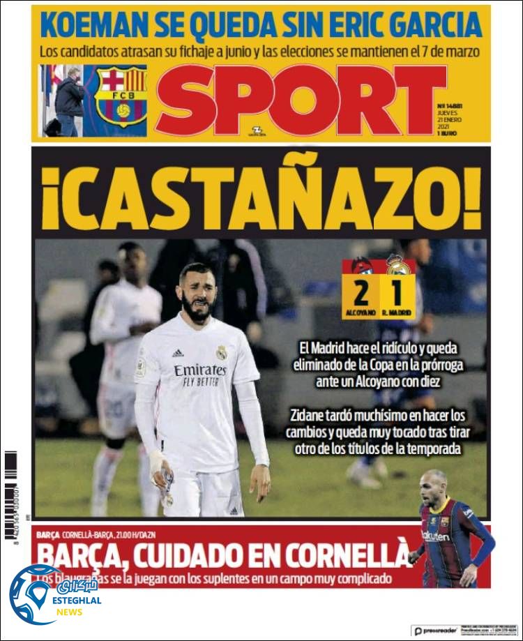 روزنامه ورزشی اسپورت پنجشنبه 2 بهمن 1399