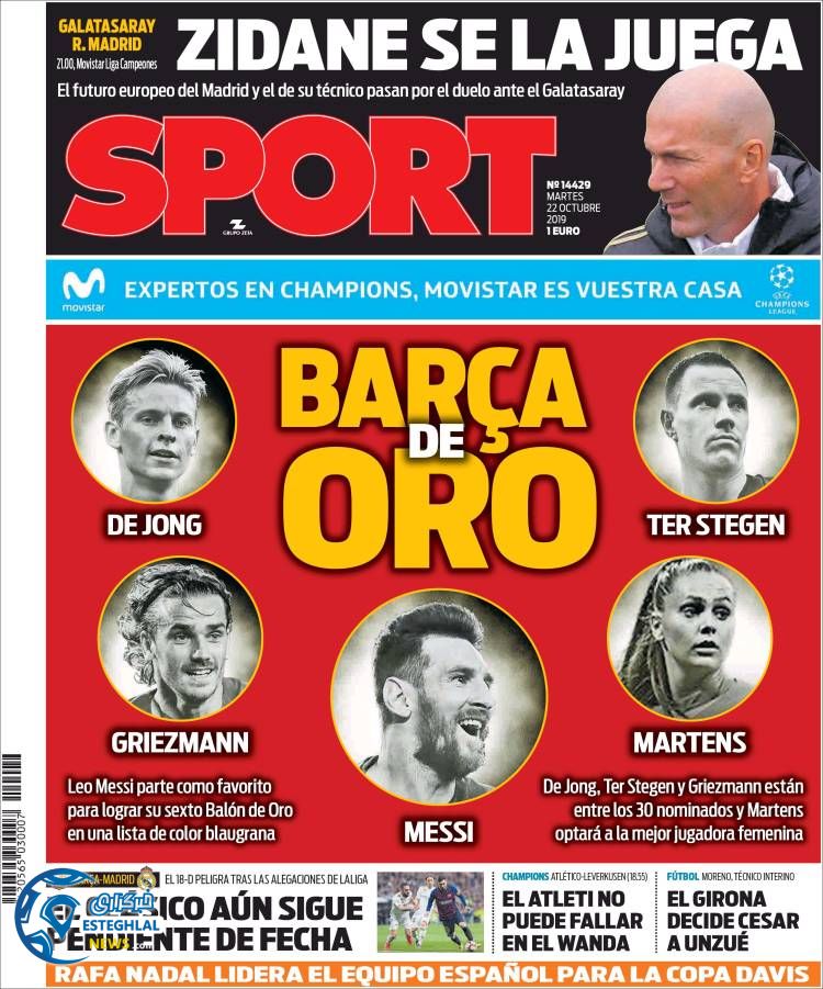 روزنامه ورزشی اسپورت سه شنبه 30 مهر 1398