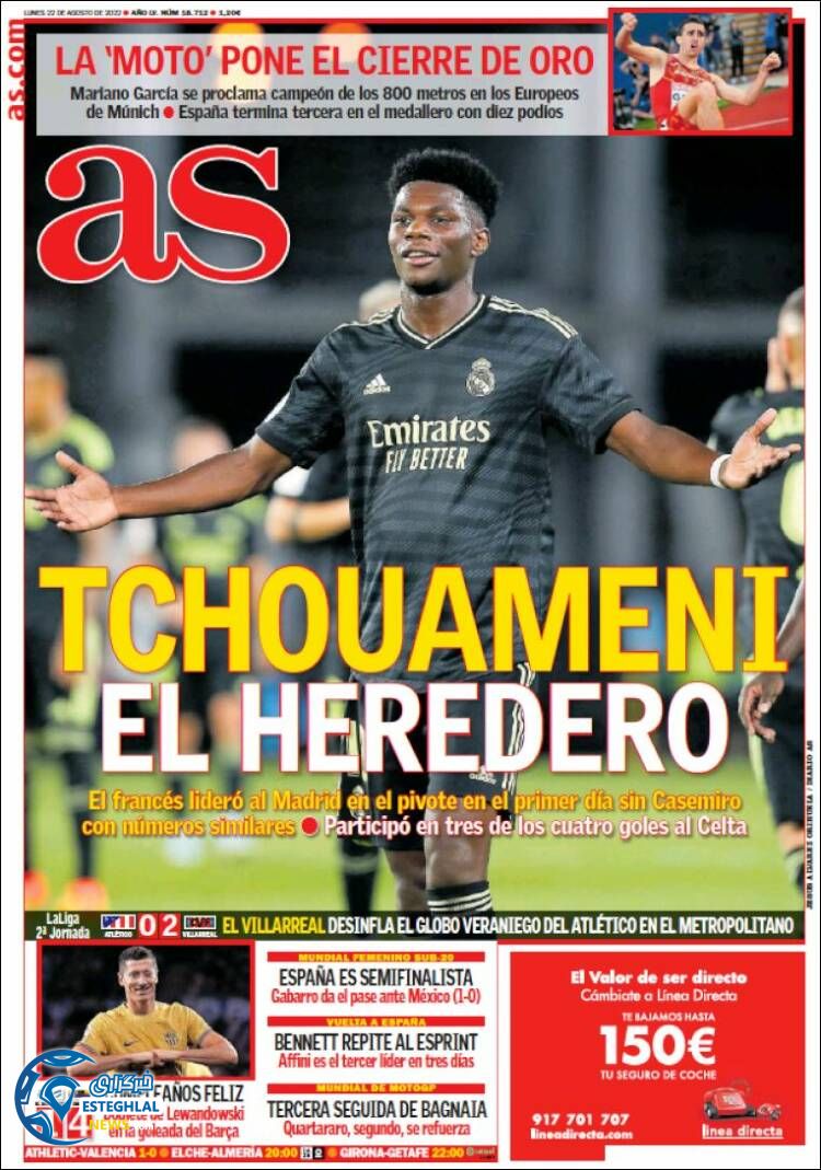 روزنامه ورزشی آ اس دوشنبه 31 مرداد 1401 