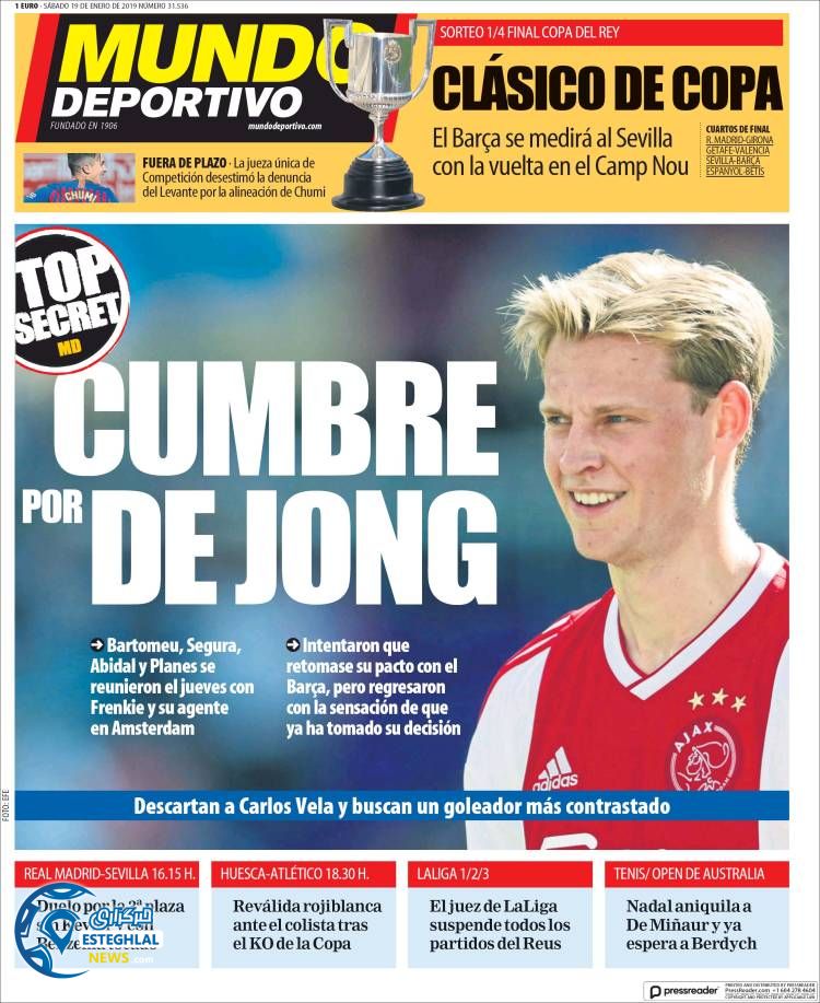 روزنامه ورزشی موندو دپورتیوو شنبه 29 دی 1397